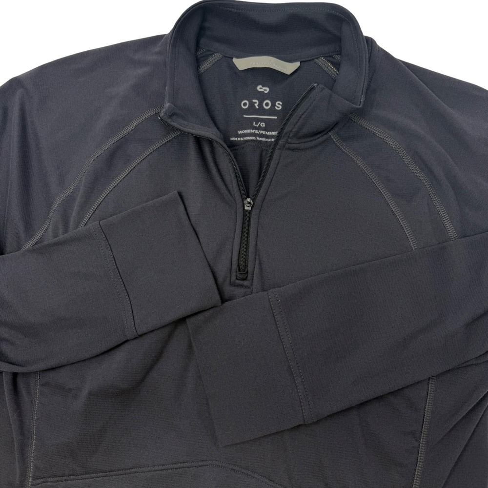 Oros Womens Large Quarter Zip Pullover Gray Solarcore Insulated Thermal Top